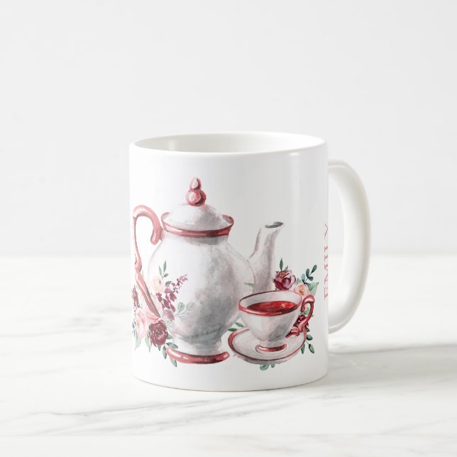Floral Wedding Brautparty ParTea Gefallen Kaffeetasse (VorderseiteRechts)