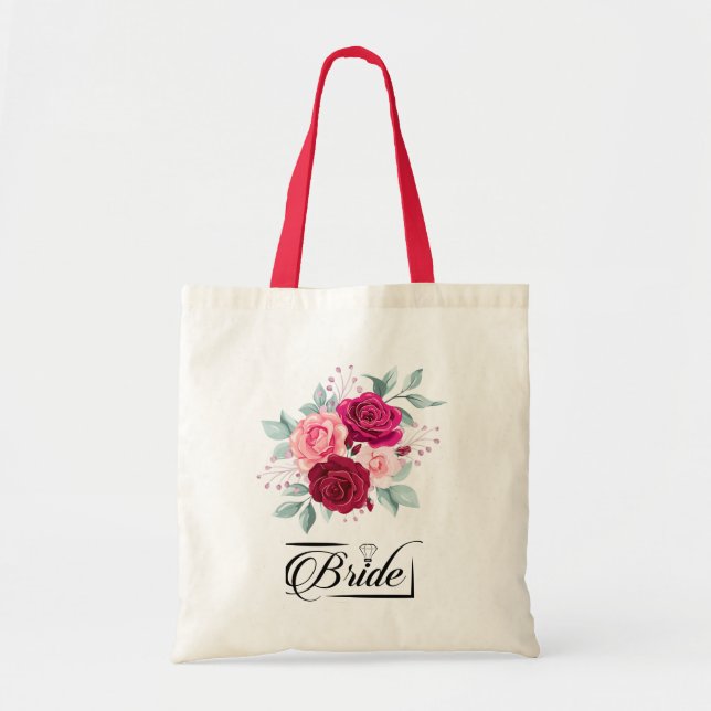 Floral Wedding Bride Tote Bag Tragetasche (Vorne)