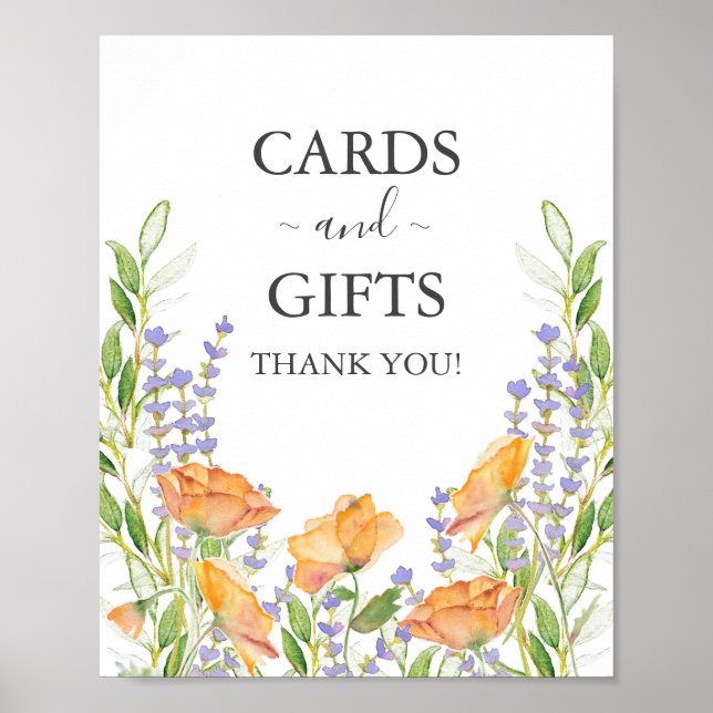 Floral Wedding Cards & Gifts Sign Poster (Vorne)