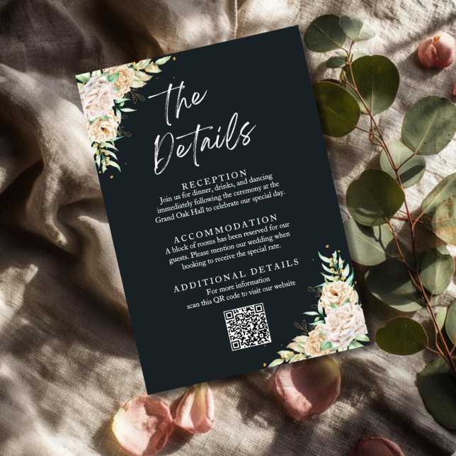  Floral Wedding Details Enclosure Card with QR Cod Begleitkarte (Von Creator hochgeladen)