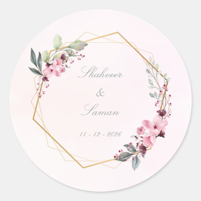 Floral wedding Envelop Seals wedding stickers (Vorderseite)