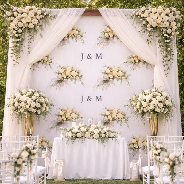 Floral Wedding Fabric with Monogram Bride Groom Stoff (Von Creator hochgeladen)