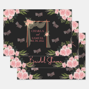Floral Wedding Gate Brautparty schwarz Geschenkpapier Set