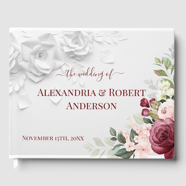 Floral Wedding Guest Book Gästebuch (Vorderseite)