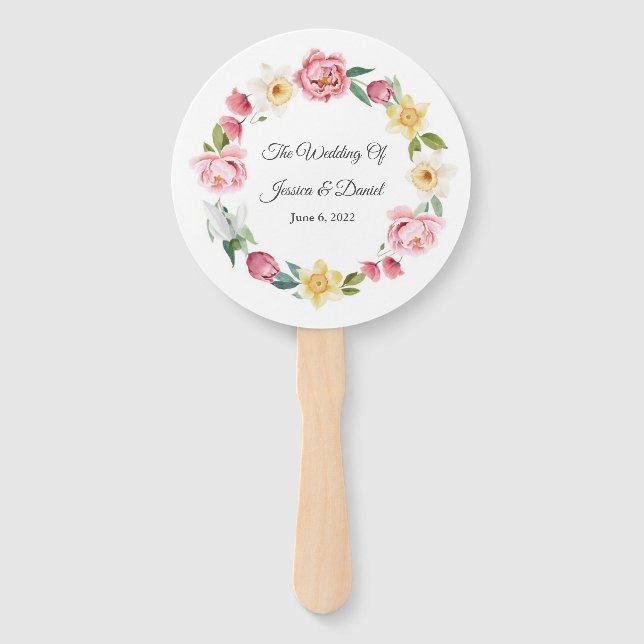 Floral Wedding Hand Fan Fächer (Vorderseite)