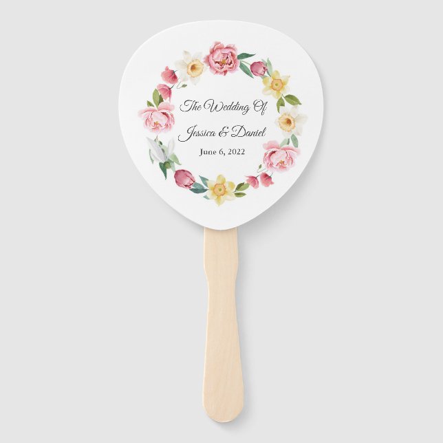 Floral Wedding Hand Fan Fächer (Vorderseite)