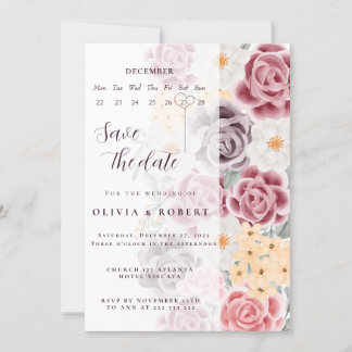 Floral wedding invitation combines romantic elegan einladung