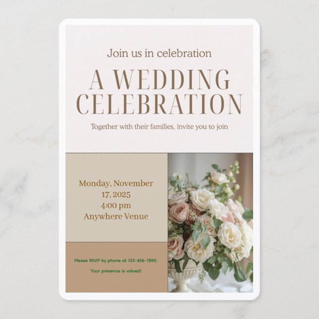 Floral Wedding Invitation-Elegant Botanical Design Einladung (Vorderseite)