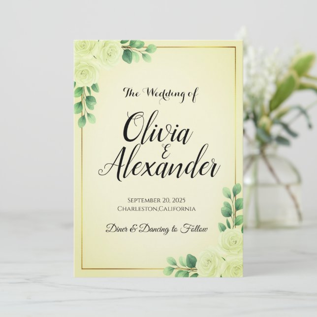 Floral Wedding Invitation Template | Editable Text Einladung (Stehend Vorderseite)