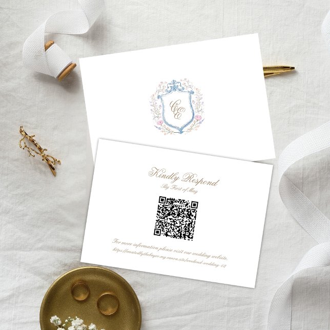 Floral Wedding Monogram Crest RSVP Card Karte (Von Creator hochgeladen)