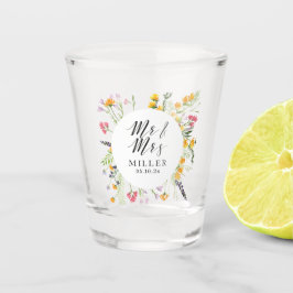 Floral Wedding Mr & Mrs Monogram Shot Glass Gefall Schnapsglas