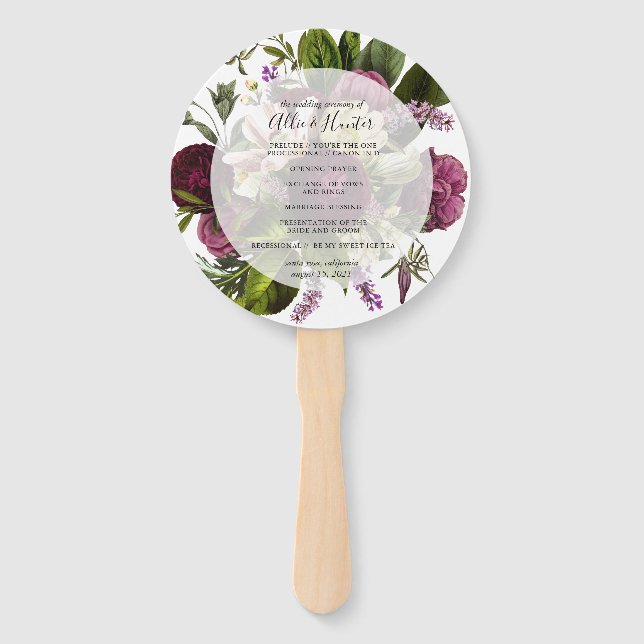 Floral Wedding Program Fan Fächer (Vorderseite)