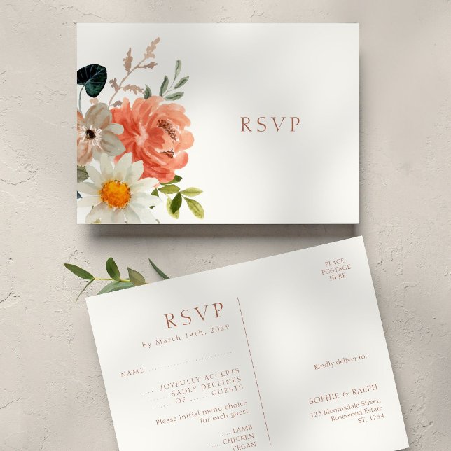 Floral Wedding RSVP Response Postkarte (Von Creator hochgeladen)