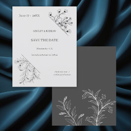 Floral Wedding Save the Date Budget Einladung Flyer