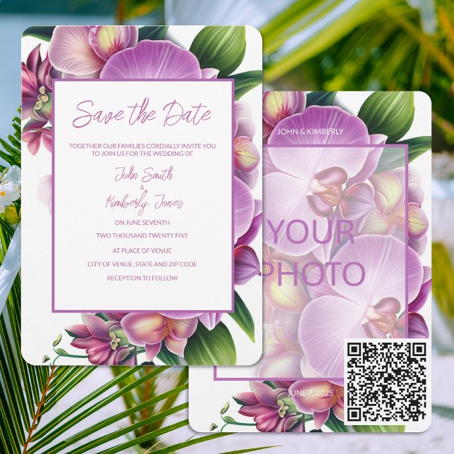 Floral Wedding Save the Date with Foto & QR Code (Von Creator hochgeladen)