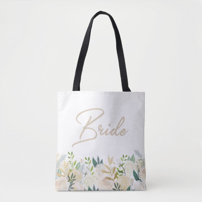 Floral Wedding Tasche White BRIDE (Vorderseite)