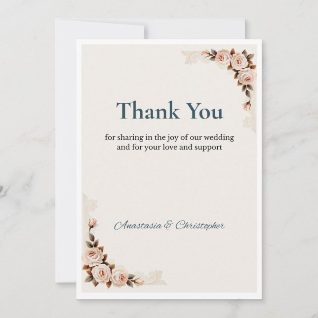 Floral Wedding Thank You Card Einladung (Vorderseite)