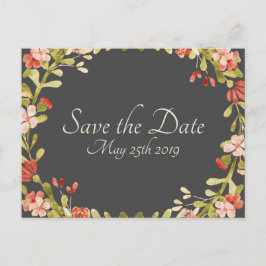 Floral Wedding Vows Save the Date Postcard Grau Ankündigungspostkarte