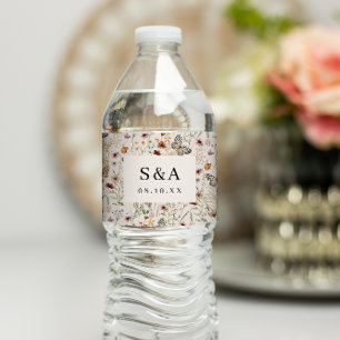 Floral Wedding Water Flasche Label Wasserflaschenetikett