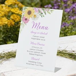 Floral Wedding Wildflower Sunflower Daisy Menu Sockelschild