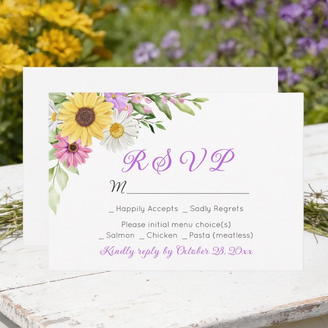 Floral Wedding Wildflower Sunflower Daisy RSVP (Von Creator hochgeladen)