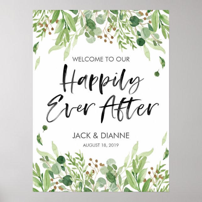 Floral Wedding Willkommenszeichen Poster (Vorne)