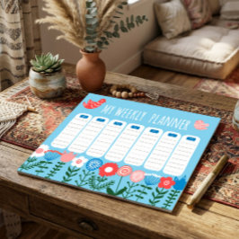 Floral Weekly Planner Notepad Notizblock