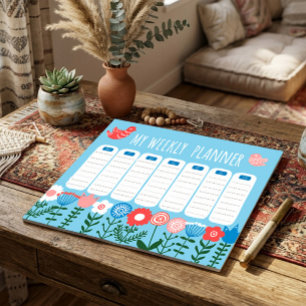 Floral Weekly Planner Notepad Notizblock