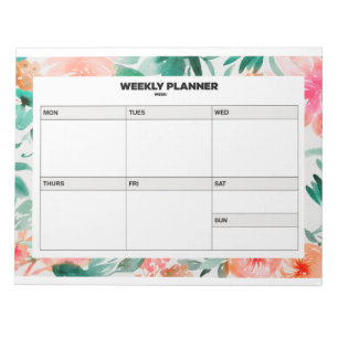 Floral Weekly Planner Notizblock
