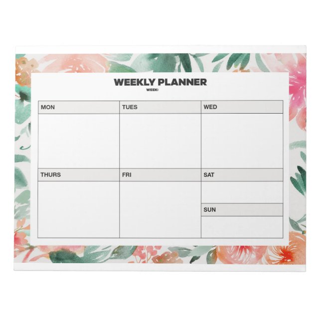 Floral Weekly Planner Notizblock (Vorderseite)