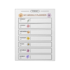 Floral Weekly Planner Page Notizblock