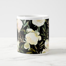 Floral weiß und grün romantisch Jumbo-Tasse