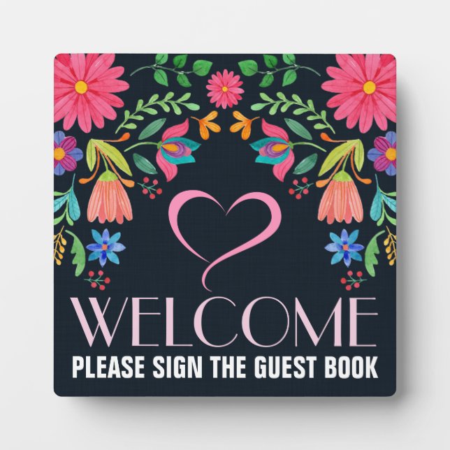 Floral Welcome Plaque Fotoplatte (Vorderseite)