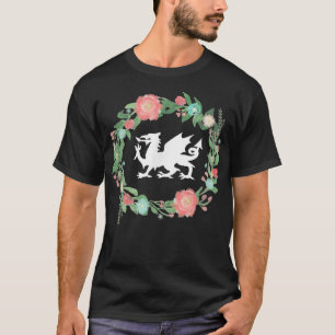 Floral Welsh Dragon Tshirt I Liebe Wales Cymru to