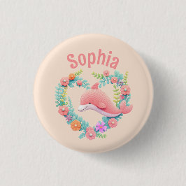 Floral Whale Herzname Liebe Button