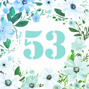 Floral Wheelie Bin Number Green Blue Blumen Aufkleber