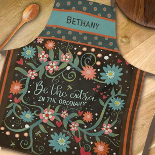 Floral Whimsical Dots Custom Brown Inspirivity Schürze