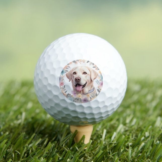 Floral Whimsical Labrador Retriever Illustration Golfball (Insitu T-Shirt)