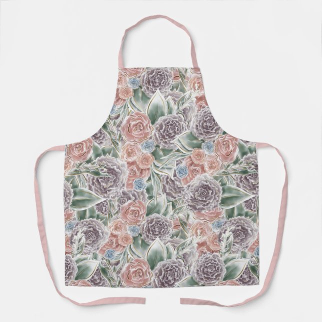 Floral Whimsy Coquette Print - Weibliche Pinke Schürze (Vorderseite)