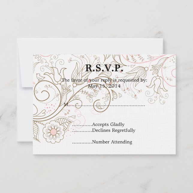 Floral Whimsy Wedding RSVP Karte (Vorderseite)
