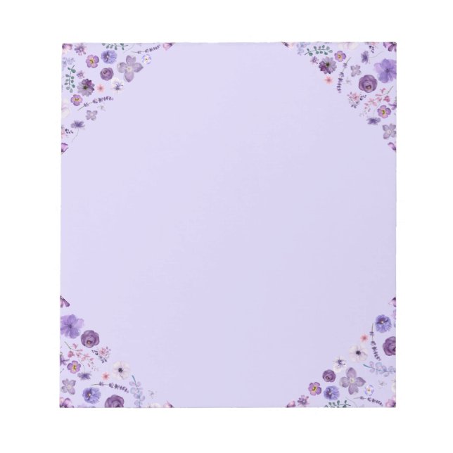 Floral Whisper Notepad - Soft Lavender Serenity Notizblock (Vorderseite)