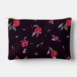 Floral Whisper Red Black Print Cut Nähen Klein Zubehörtasche