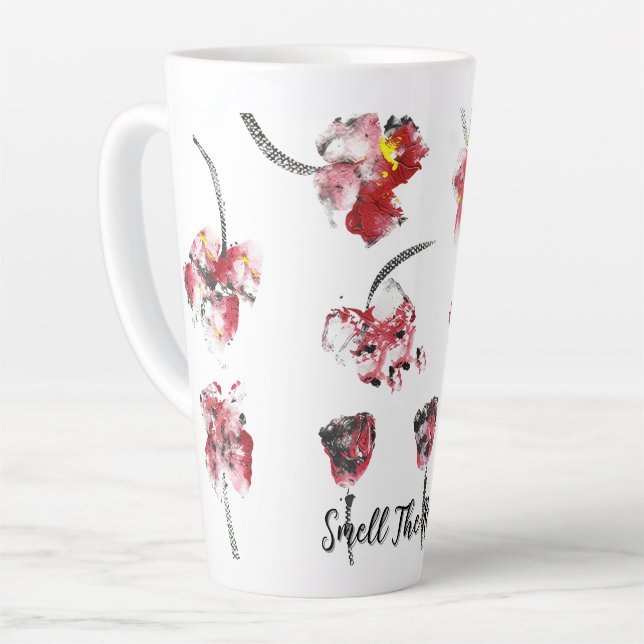 Floral Whispers -Abstract Acrylic Hibiscus & Rose Milchtasse (Linke Ecke)