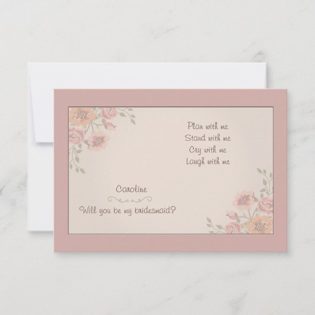Floral Whispers Bridesmaid Cards Einladung (Vorderseite)