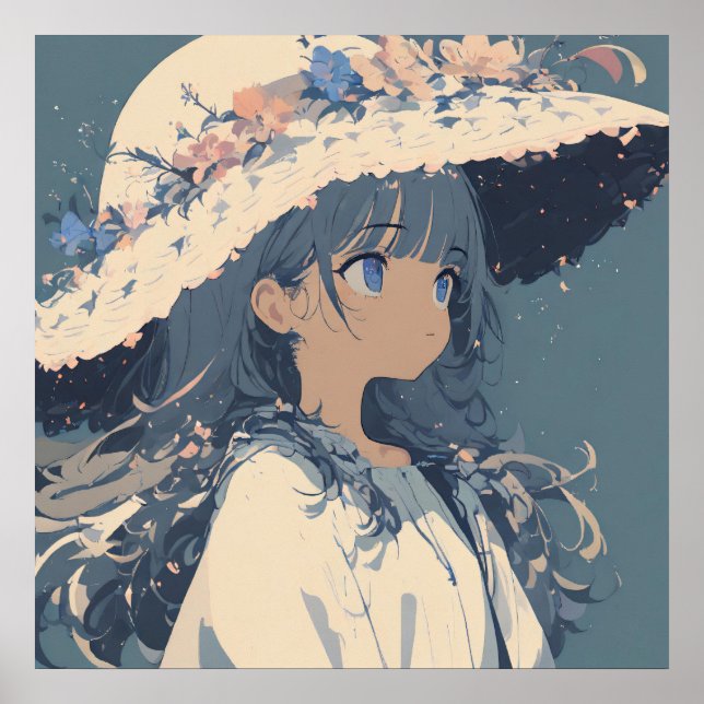 Floral Whispers: Ein sanftes Portrait Poster (Vorne)