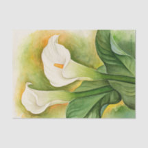 Floral White Cala Lily Decoupage Wasserfarbe