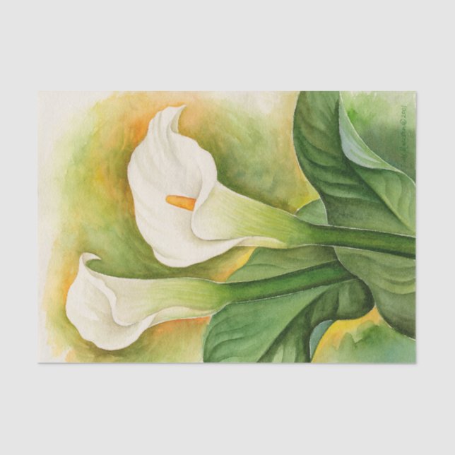 Floral White Cala Lily Decoupage Wasserfarbe Seidenpapier (Vorderseite)