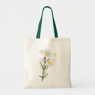 Floral White Daisy Blume Muster Leinwand Tasche