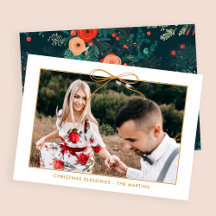 Floral White Gold Holiday Bow Foto Weihnachten