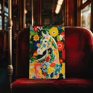 Floral White Horse Poster Druck Wandkunst